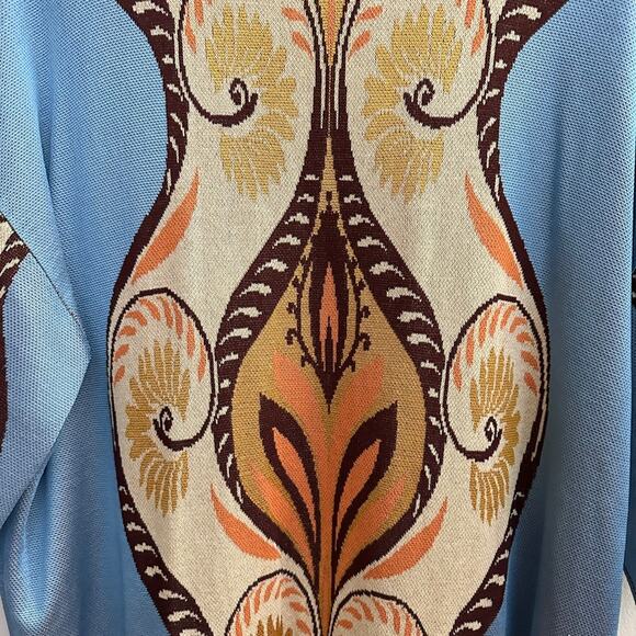 Zara Oversized Boho Jacquard Knit Tunic Mini Sweater Dress Kaftan Short Sleeve M - Picture 6 of 9